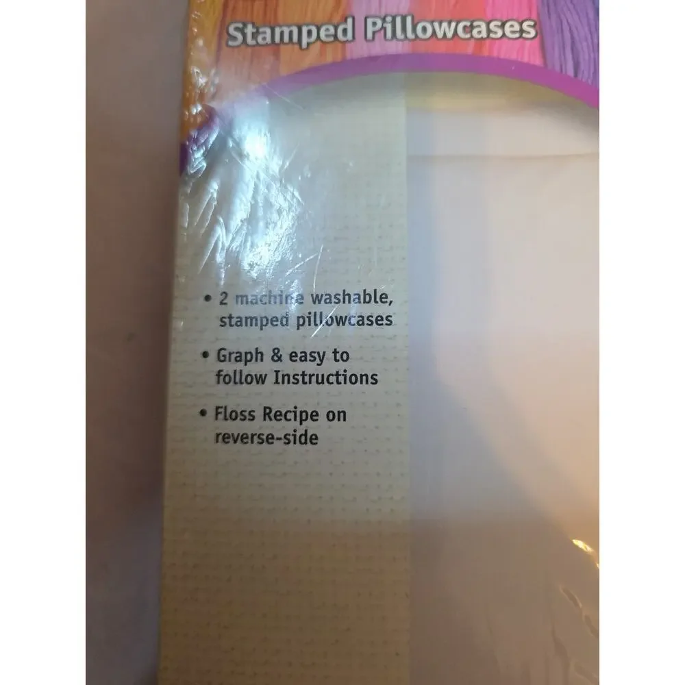 Janlynn Needlecraft Embroidery Stamped Pillowcases Set of 2 Cats #998-4004 NEW
